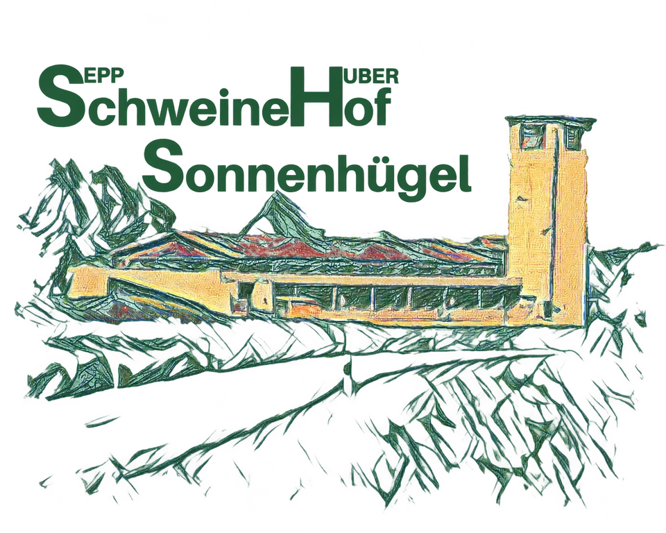 Das freigestellte Hoflogo von Sepp Huber mit der Zeichnung des Sonnenhügels.